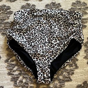 Albion High Waisted Ruched Swim Bottoms, Size L